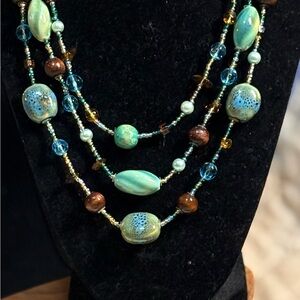 Multicolor Mixed Media Beaded Necklace